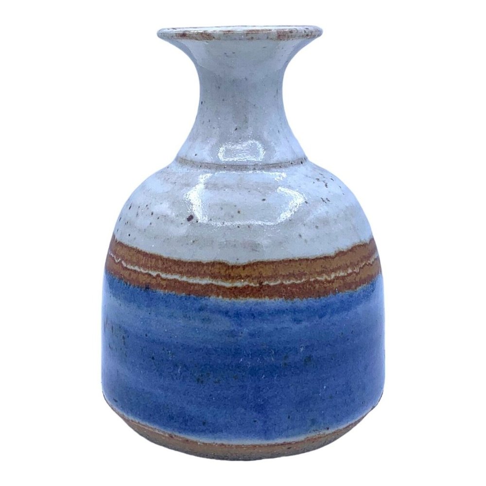 Vintage Hand Thrown Clay Studio Art Pottery Vase Speckleware Glaze Signed HP